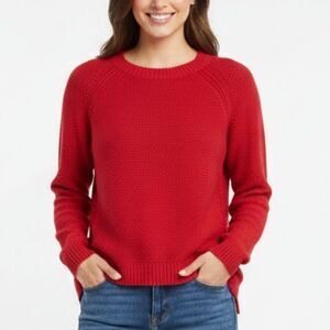 Talbots Women's Red Lambswool Blend Crewneck Long Sleeve Sweater Size L